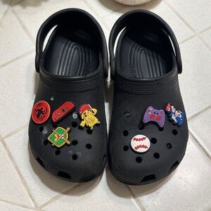 Kids Black Crocs with Fun Charms